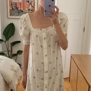 Daily Sleeper White Floral Night Dress - Small